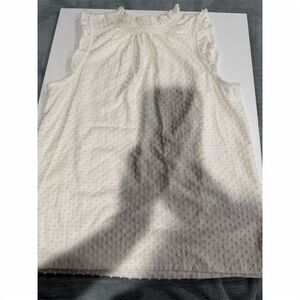 J. Crew Women's 2XS White Swiss Dot Smocked-Neck Tank Top